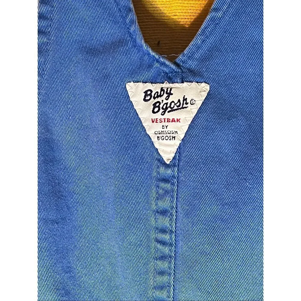 Vintage Royal Blue Oshkosh B'Gosh Shortalls Overalls Size 18M 80's/90’s Vestback